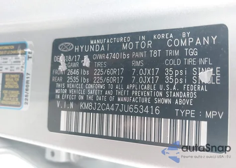 2018 Hyundai Tucson Se from USA, damaged, VIN KM8J2CA47JU653416